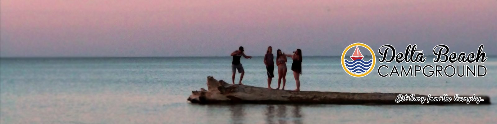 friends climbing a fallen tree at delta beach